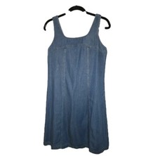 Millibon Shift Dress Womens Small Denim Blue Lyocell Sleeveless Square Neckline