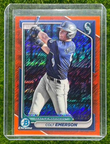 2024 Bowman BCP-10 Colt Emerson Chrome Prospects Orange Shimmer 23/25 Mariners