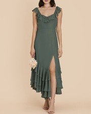 Birdy Grey Women's Medium Ginny Chiffon Bridesmaid Dress Eucalyptus NWT Ruffle