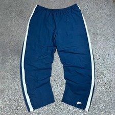 Vintage Y2K Baggy Nike Men's Navy Track Pants Polyester Side Stripe Track Pants