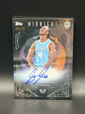 #ad 2025 26 Topps Midnight Sion James Rookie Auto Midnight Sun Signatures Dusk 75 $24.00