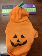 Halloween Dog Pet Clothing Orange Jack-O-Lantern Hoodie Size XS