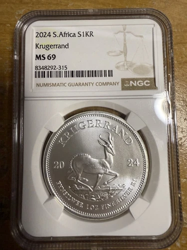 2024 South Africa 1 oz Silver Krugerrand – NGC MS69 – Near-Perfect BU B50100
