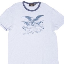 VINTAGE DOUBLE RL RRL RALPH LAUREN WORKWEAR BLUE RINGER TEE SHIRT 1990S LARGE