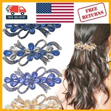 4 PCS Hair Barrettes Rhinestones Clip Sparkly Crystal Floral Accessory for Women