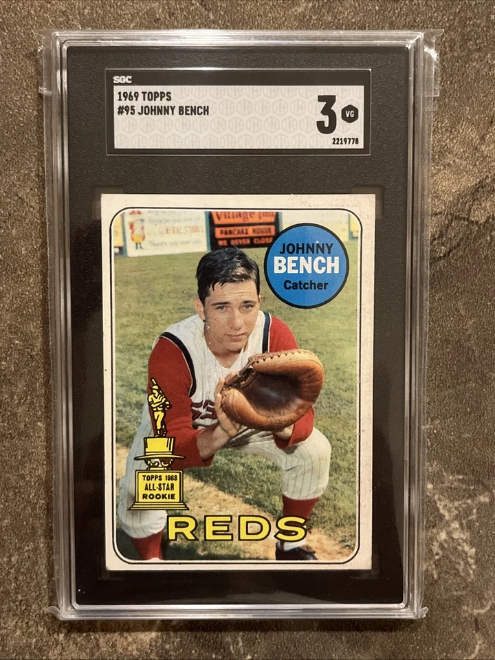 ⚾️🟥Johnny Bench🟥⚾️1969 Topps - #95 - SGC 3 Vintage HOF - All Star Rookie Cup - Image 2 of 4