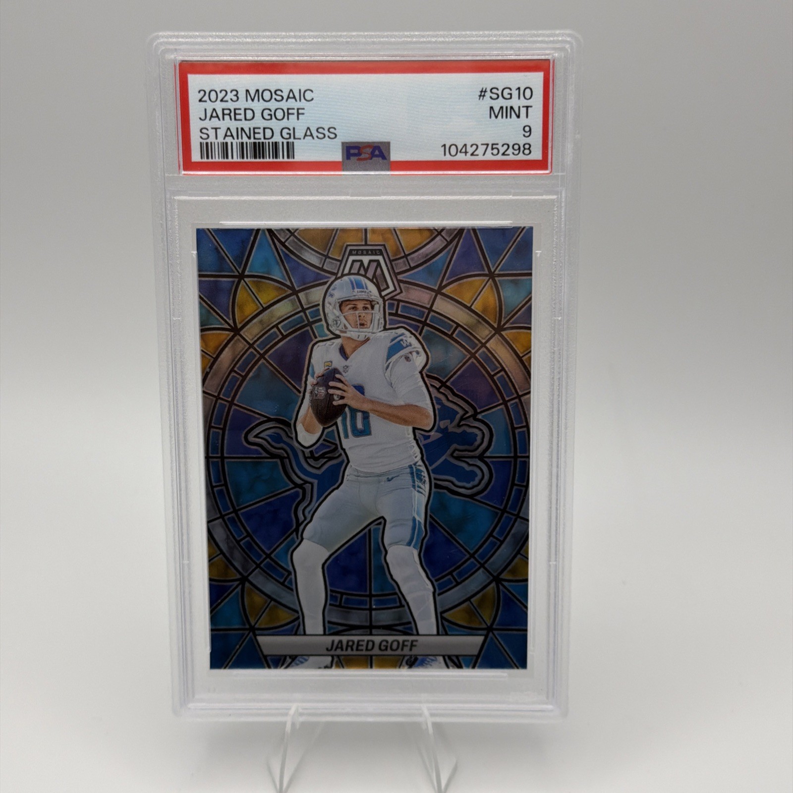 2023 PANINI MOSAIC STAINED GLASS #SG10 JARED GOFF PSA 9