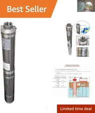 Heavy-Duty 1 HP Deep Well Submersible Pump - 33 GPM, 207' Lift, Stainless Steel