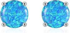 925 Sterling Silver Hypoallergenic Opal Stud Earrings, Opal October Birthstone E