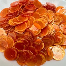 50PC Orange Spray Painted Round Natural Capiz Sea Shells, 15mm 5/8"