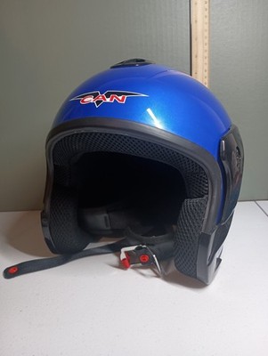 VCAN Model #611 Size Medium FMVSS 218 DOT Motorcycle ATV Retro Helmet Blue