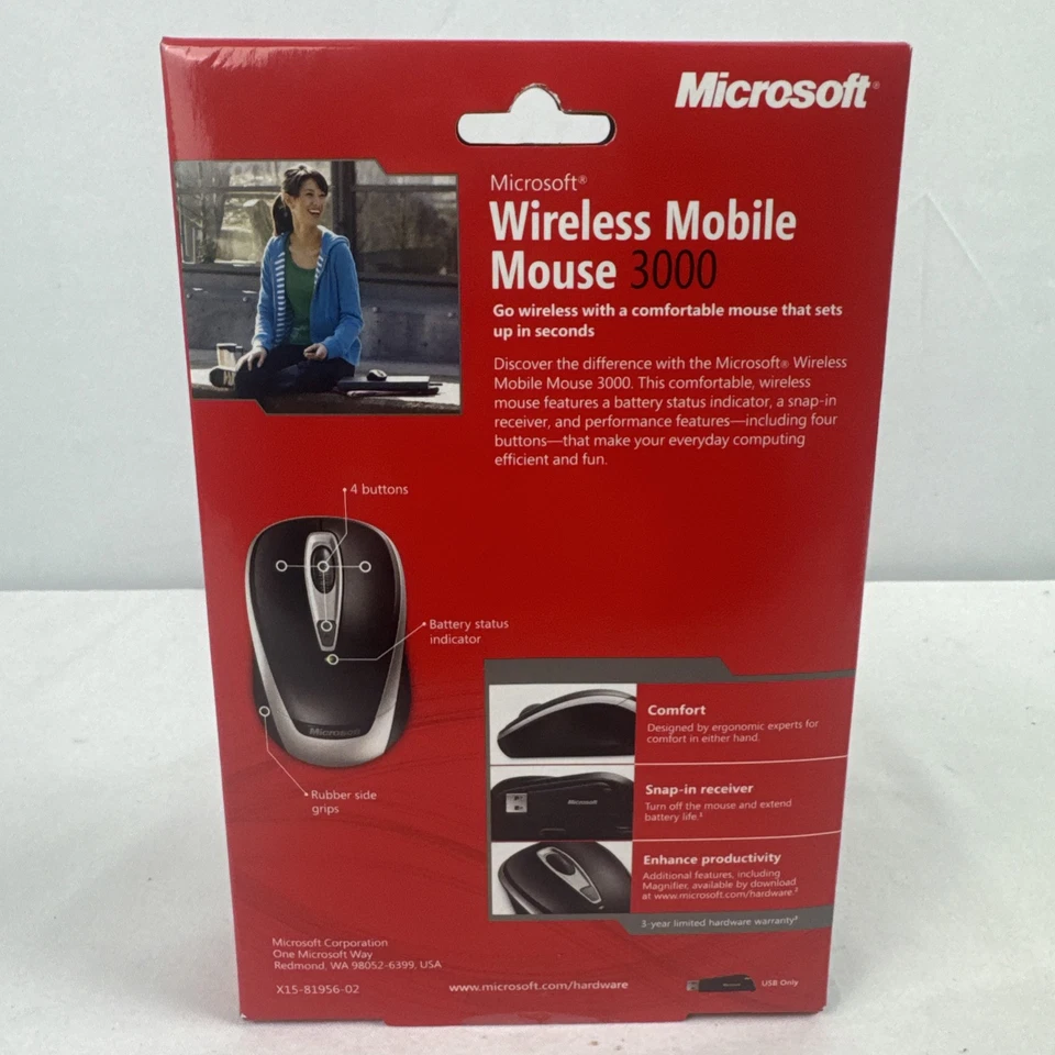Microsoft Hardware Wireless Mouse 3000 Magenta NEW - Image 2 of 2