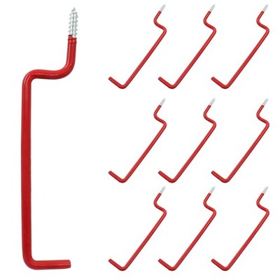 10 Pcs Screw in Ladder Hook Red Screw-in Garage Hooks 19.2cm/7.56'' Wall Mount...
