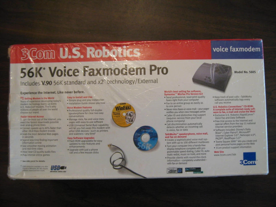 3COM US ROBOTICS Model 5605 56K Voice Faxmodem Pro V.90 X 2  BRAND NEW SEALED - Image 4 of 4