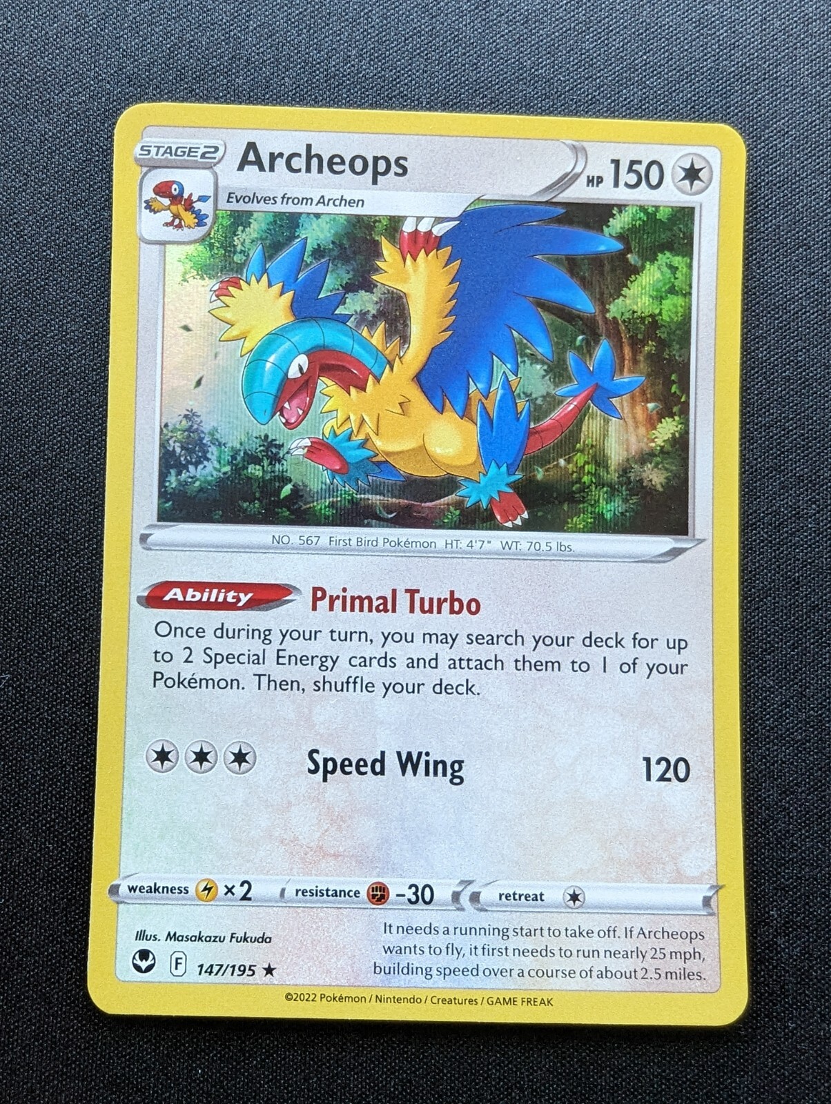 Pokemon ARCHEOPS HOLOFOIL Silver Tempest 147/195