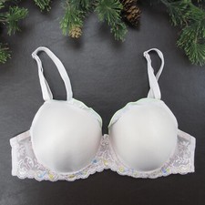 Lacy Bra Size 36C Pink Lace Padded Underwire Adjustable Clasp Back