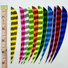 50pcs 5" Parabolic Striped One Side Archery Fletches Fletching Feathers RW