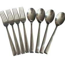 Hampton Silversmiths Flatware Set 4 Forks 4 Spoons Stainless Modern Kitchen 8 pc
