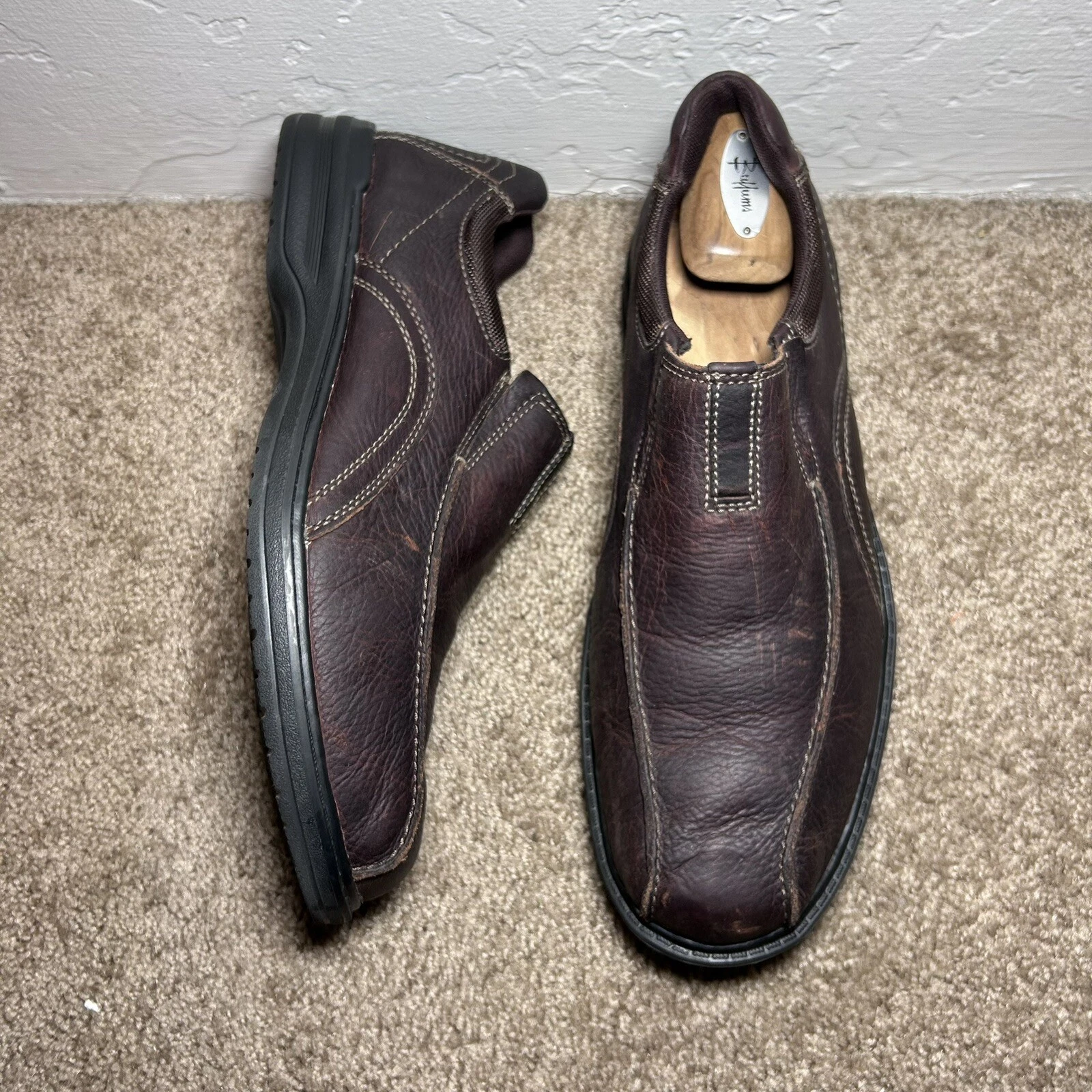 Mocassini Clarks uomo 11 Sherwin Time bordeaux pelle marrone slip on 26103263