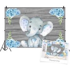 Elephant Theme Baby Shower Backdrop 5x3 For Babyshower Backdrops Blue White