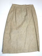 VINTAGE WOMEN'S BEIGE WOOL HIGH WAIST SKIRT - HASTING  SMITH - SIZE 10
