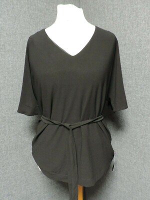 Betty Jackson schwarzes Top mit Gürtel UK 14 UVP £32 LN112 GR. 14