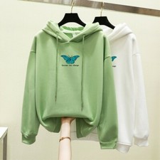 Women Harajuku Sweatshirt Hoodies Butterfly Girls Long Sleeve Pullover Tops
