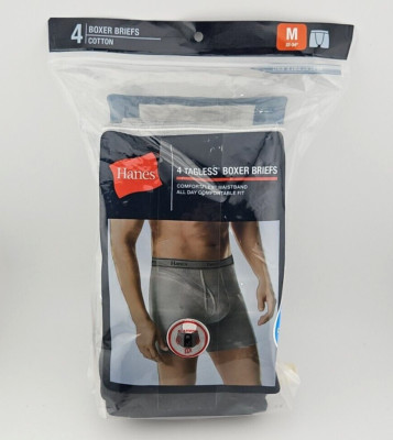 HANES Boxer Briefs Men's M 32-34 Assorted Tagless Comfort Flex 4 Pack J349B4