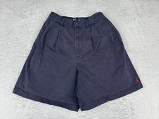 VINTAGE Polo Ralph Lauren Shorts Women 8 Blue Pleated Cotton Twill US Made 26x8