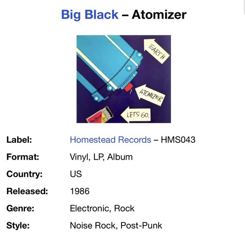 Big Black - Atomizer OG Original Pressing Homestead Records 1986 - Picture 10 of 11