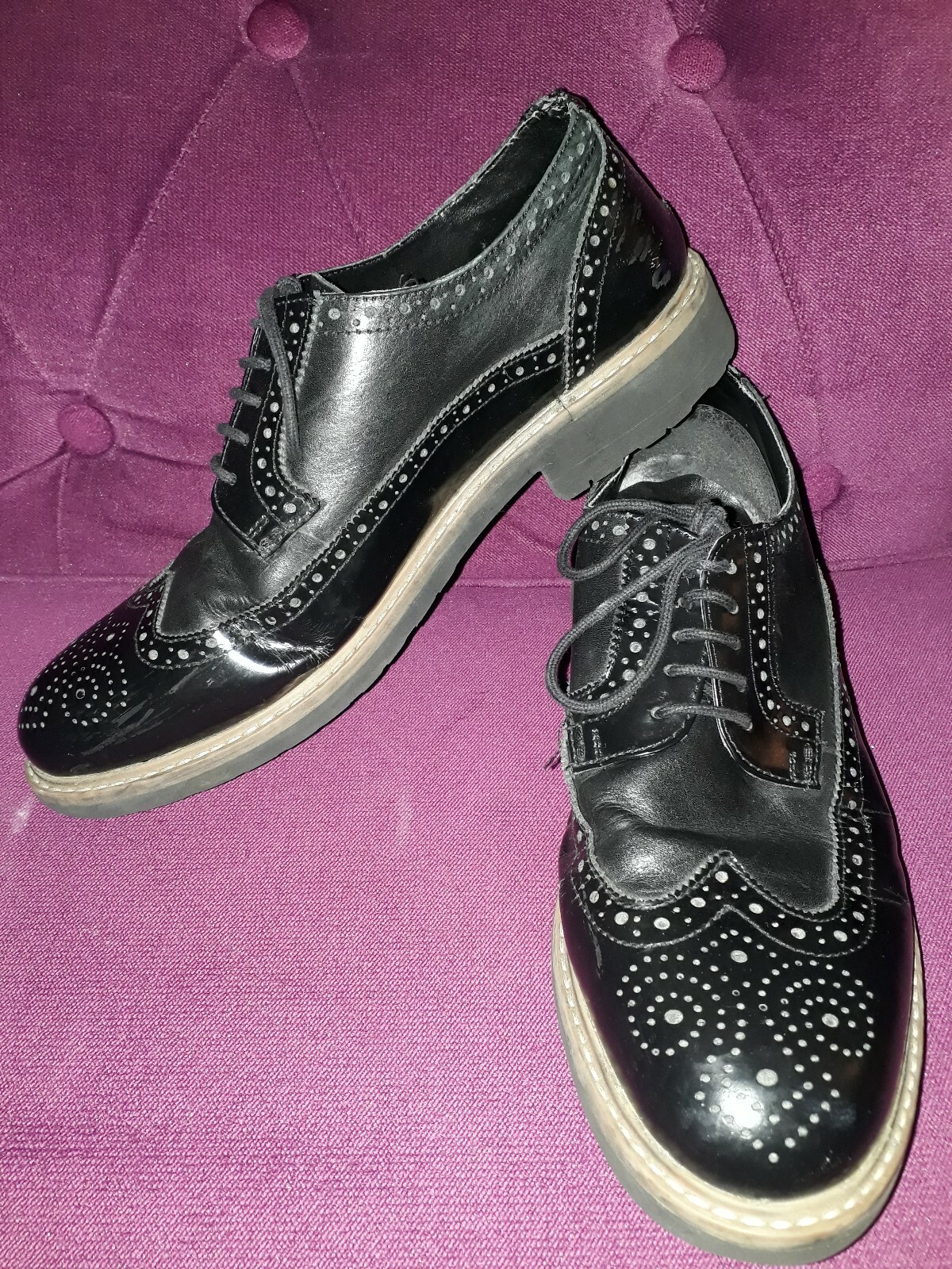 DUNE BLACK LEATHER LACE UP BROGUES 