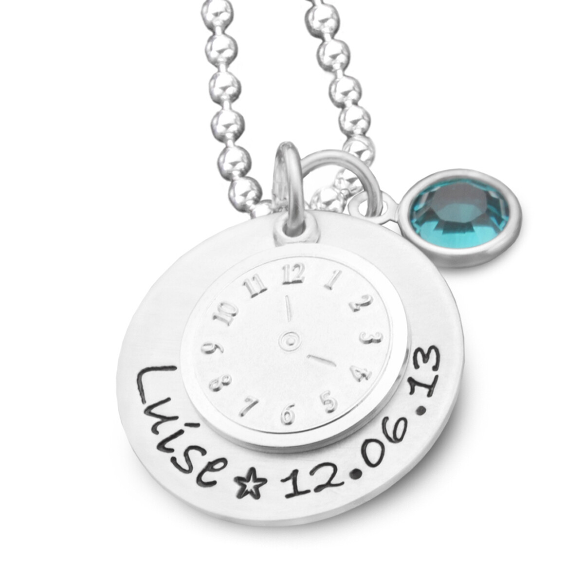 Taufkette mit Gravur DATE OF BIRTH 925 Silberkette Taufuhr Geschenk Geburt Baby