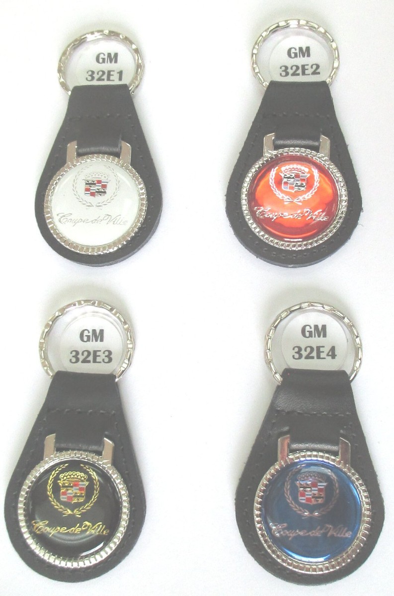 Blue Coupe de Ville 32E4 Leather Chrome Key Ring 1973 1974 Blue Coupe de Ville 32E4 Leather Chrome Key Ring 1973 1974