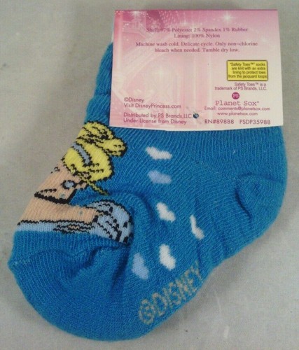 NWT Planet Sox Cinderella kids socks size 4-5.5, shoe size 1-5 Blue w/hearts - Picture 3 of 3