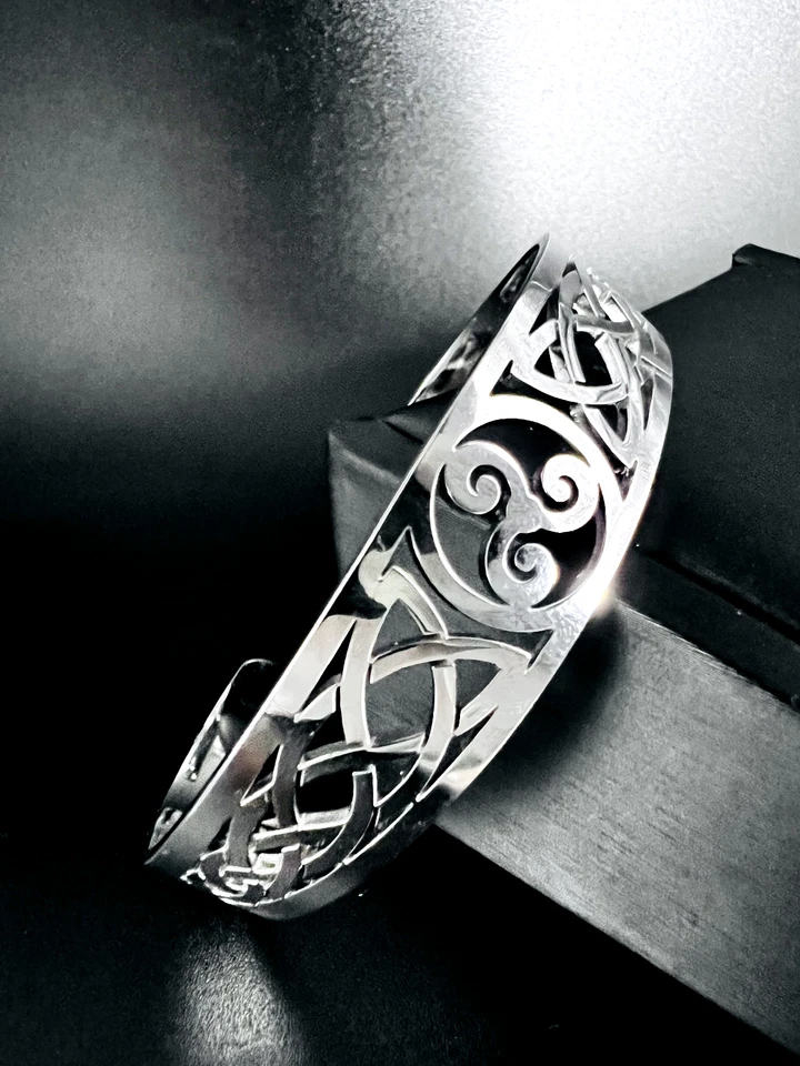 Kelten Armreif Edelstahl Triskele Knoten Armband Damen Herren Wikinger Biker 92 - Bild 3 von 4