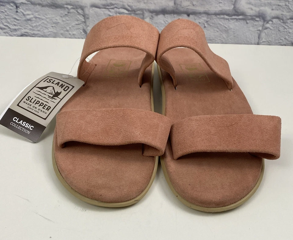 Island Pro Zapatilla Hecha a Mano en Hawai Gamuza Sandalias Slide Para Hombre Talla 12 Rosa Foto 2 de 4