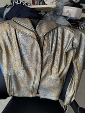 Clara Sun Woo Liquid Leather Textured Signature Jacket-copper 