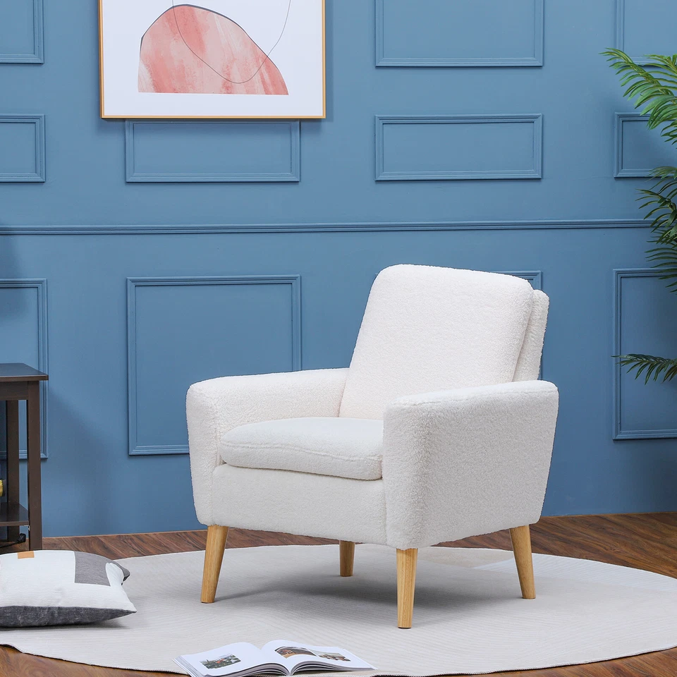 Modern Single Sofa Armchair Upholstered Velvet Fabric Lounge Chair Living Room - Image 2 of 4