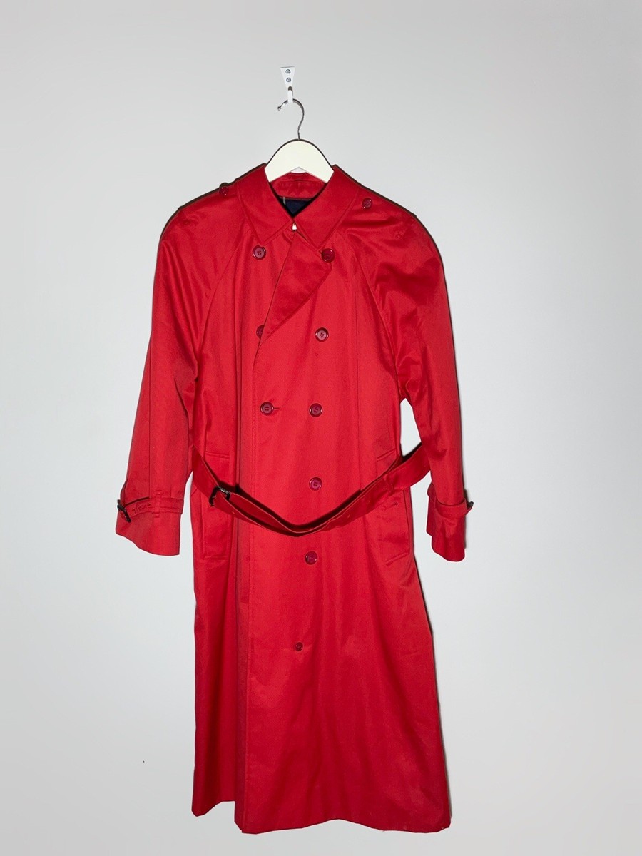 Burberrys Doublebreasted Vintage Red Long Trench Coat | eBay
