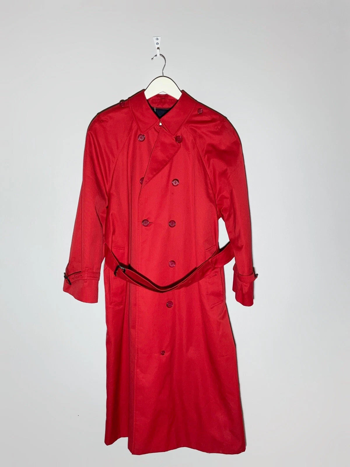 Manteau trench long rouge vintage Burberrys double boutonnage