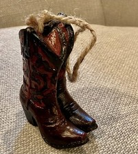 Brown COWBOY BOOTS Christmas Ornament Western Rustic Country Rodeo Ranch