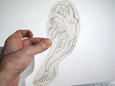 vtg 1940s 1950s Tattoo acetate stencil Old Timey Mermaid WMN5