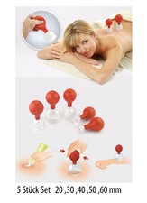 Schröpfglas 5 er Set 20-60  mm mit Saugball Schröpfen Glas Feuerlos Massage Ball