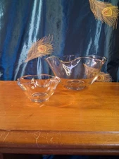 Vintage Large MCM Clear Glass Chip And Dip Set with Ruffled Wavy Edge