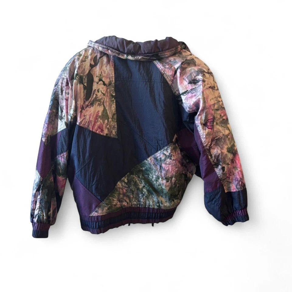 Chaqueta cortavientos vintage años 80/90 abstracta retazos para mujer XL retro de gran tamaño Foto 4 de 4