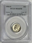 1954-S Silver Roosevelt Dime PCGS MS66FB San Francisco Mint Full Bands Vintage