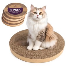 4pcs Cat Scratch Pads - Round Cardboard Scratcher Refills for Indoor Cats