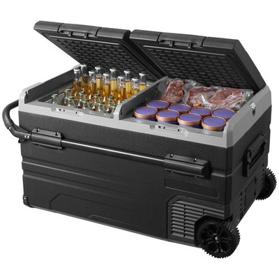 Portable 115L Compressor Fridge Freezer w/ Wheels & Handle