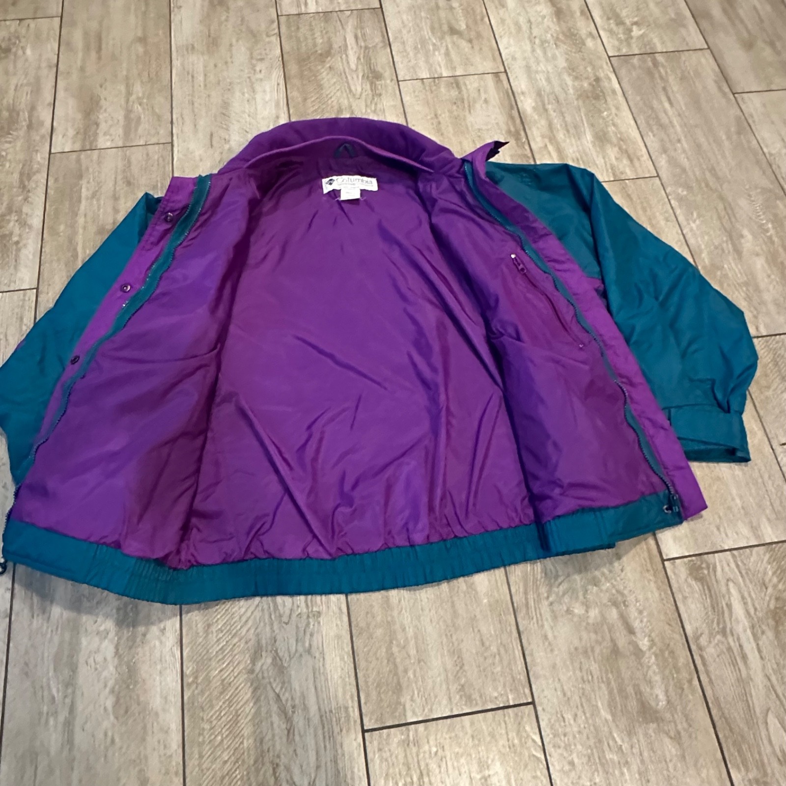 Columbia Bugaboo Jacket Womens L Green Full Zip Snap Long Sleeve Ski 90s Retro