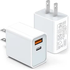 2 Pack 20W PD USB C Wall Charger Fast Charge QC3.0 Power Adapter Dual Port Lot